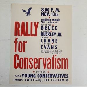 1963 Poster RALLY FOR CONSERVATISM Young Americans for Freedom Chicago IL Flyer